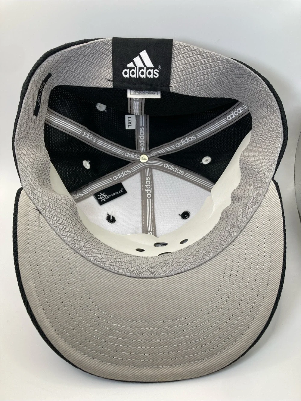 Adidas Climalite High Crown Hat Flat Brim L/XL Black White Baseball Cap NWT